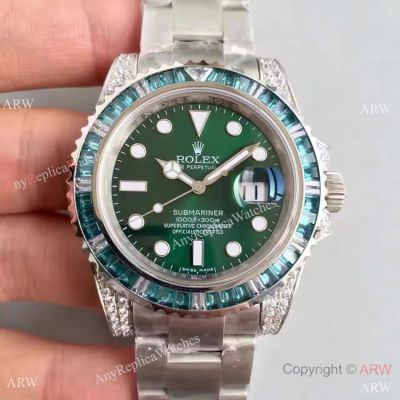 NOOB Rolex Submariner Hulk Copy Watch Green Diamond Bezel